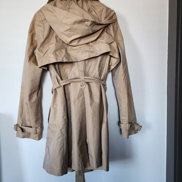 Double Breasted Trench Coat with Removable Hood - Picture 5 of 7
